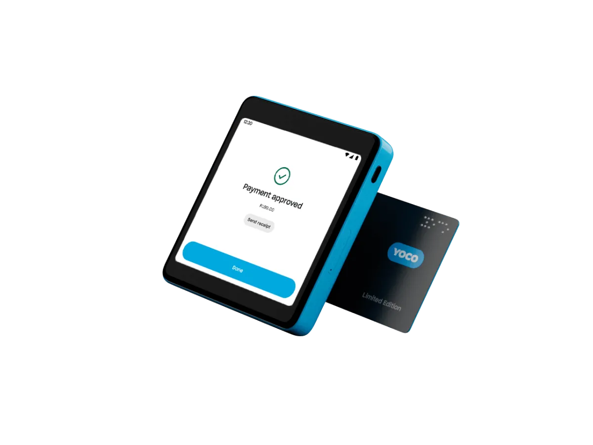 Yoco Neo Touch card machine displaying a payment approved screen