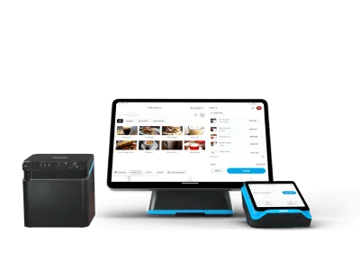 Yoco Counter POS setup with tablet, card machine, and receipt printer.