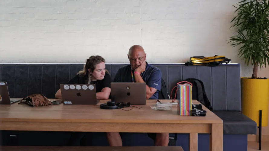 Two people mapping out their ideas